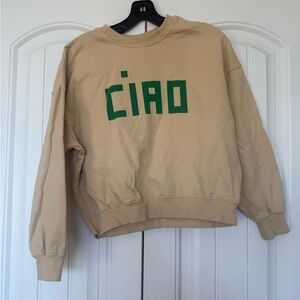 Ciao Graphic Crewneck Sweatshirt -  yellow with Green Print